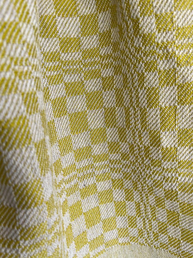 Damier jaune et écru, coton mercerisé